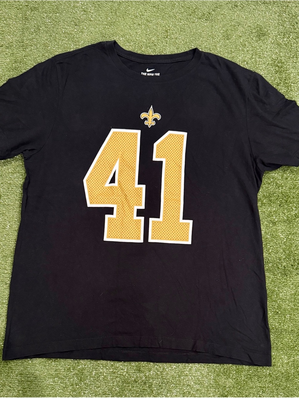 Nike Men's Black Short Sleeve Tee with Gold #41 and Fleur-de-Lis